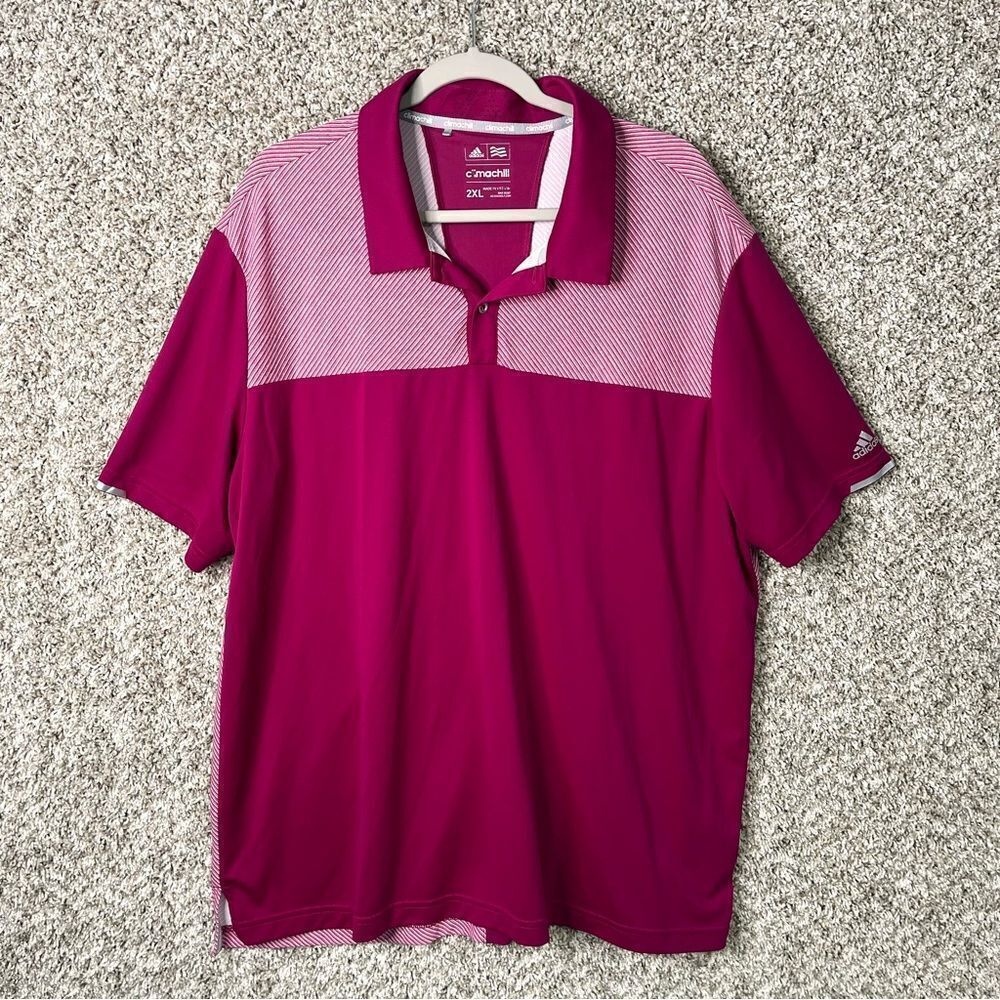Adidas Shirt Women’s 2XL Climachill Pink Block Competition Short Sleeve Polo